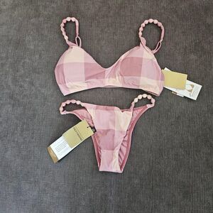 Vix Swimwear Pink Evie Duchese Beaded Two-Piece Bikini Size Small